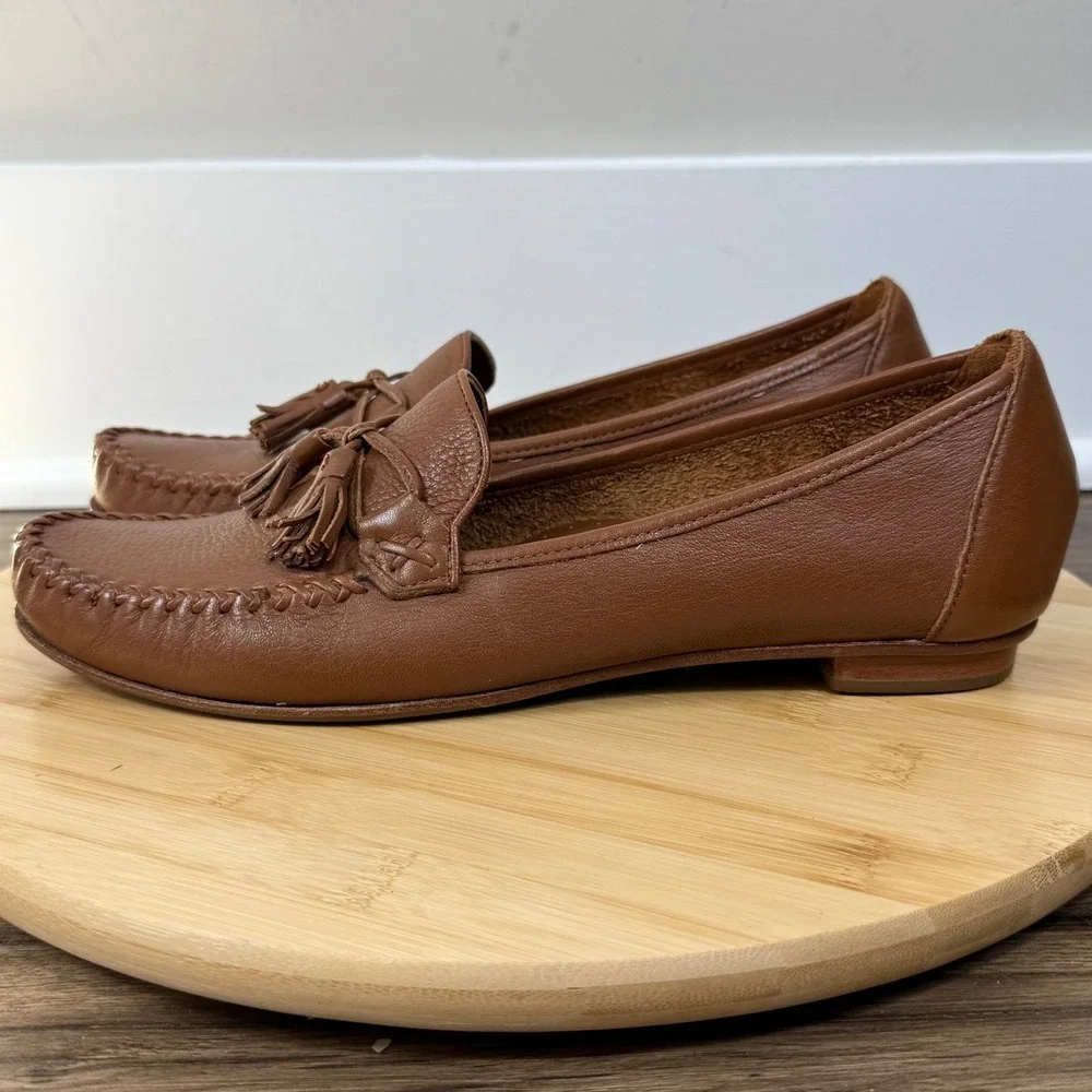 Good Cole Haan Loafers Womens 10 Brown Good Tassel Pebbled Leather Flats